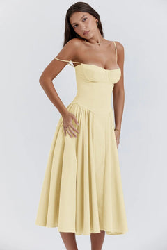 Cheri - rückenfreies Midi-Sling-Kleid für Damen in Gelb