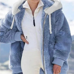 Damen Fleece Jacke | Mit Kapuze in Blau 2