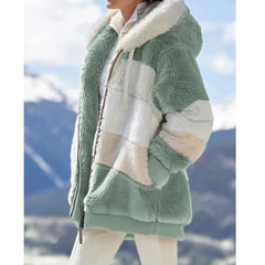 Damen Fleece Jacke | Mit Kapuze in Grün