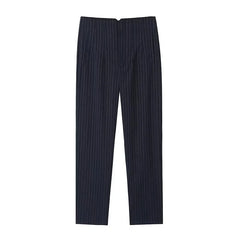 Maryanne - Formelle Cropped-Hose - Hochtaillierter Stil in Schwarzer Streifen