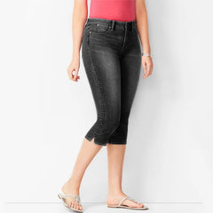 Sorelly™ Capri-Jeans Mit Schmaler Passform Und Dezentem Schlitzsaum in Schwarz