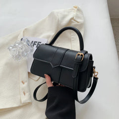 Tisha - Vintage- Schultertasche - Quadratische Form in Schwarz