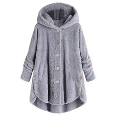 Stylische Fleece Jacke für Damen | Mit Kapuze in Hellgrau