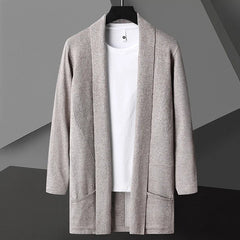 Hendrik | Herren Offene Wasserfall Front Strickjacke in Khaki