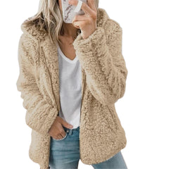 Damen Lässiges Kapuze Jacke | Warme in Khaki