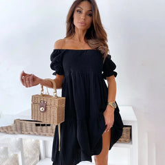 Tamara - Sommerkleid - Off-Shoulder in Schwarz