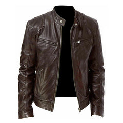 Herren Stilvolle Premium Bikerjacke | Lässig in Braun