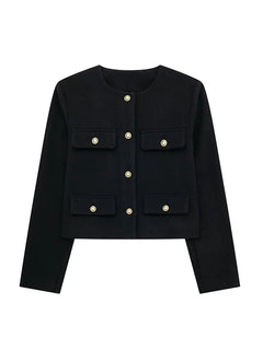 Elsie - Klassischer Tweed-Blazer - Herbstmode in Schwarz
