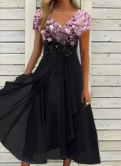 Carissa - Chiffonblusenkleid für Frauen in Rosa Schwarz