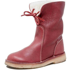 Amanda – Winterstiefel im Vintage-Stil – Fellgefüttert in Rot