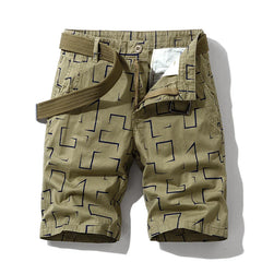 Summer thin multi pocket pure cotton workwear shorts men's oversized loose straight leg five point casual over knee beach shorts in Khaki