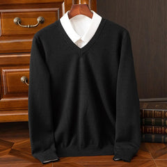 Olympia Cashmere V-Neck Sweater in Black