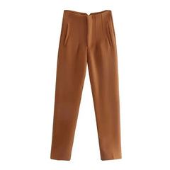 Maryanne - Formelle Cropped-Hose - Hochtaillierter Stil in Braun
