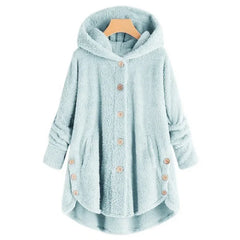Stylische Fleece Jacke für Damen | Mit Kapuze in Himmelblau