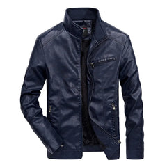 Detlef® | Lässige Lederjacke in Marineblau