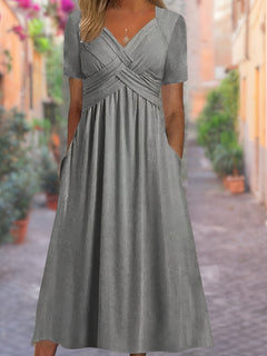 Crisscross Oberteil V-Ausschnitt Kleid für Damen in Hellgrau