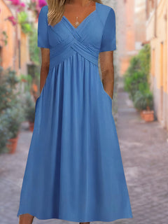 Crisscross Oberteil V-Ausschnitt Kleid für Damen in Blau
