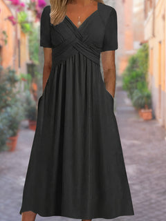Crisscross Oberteil V-Ausschnitt Kleid für Damen in Schwarz
