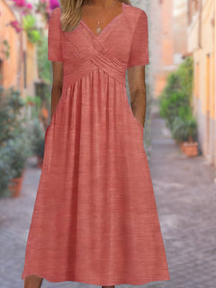 Crisscross Oberteil V-Ausschnitt Kleid für Damen in Rosa