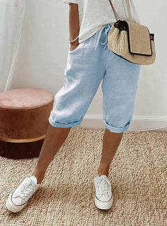 Serrena - elegante Damen-Leinenhose für den Sommer in Blau