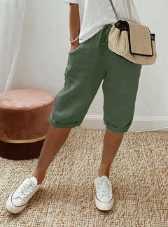 Serrena - elegante Damen-Leinenhose für den Sommer in Grün
