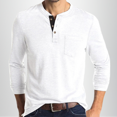 Charles - Langärmeliges Herren-T-Shirt in Weiß