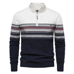 Herren Retro Half-Zip Pullover in Weiß