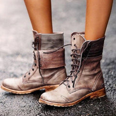 Sabina - Modische Lederstiefel in Khaki