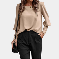 Sabine | Zeitlose Eleganz Langarmbluse in Beige