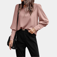 Sabine | Zeitlose Eleganz Langarmbluse in Rosa
