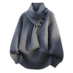 Aurelia Scarf-Neck Knit in Gray