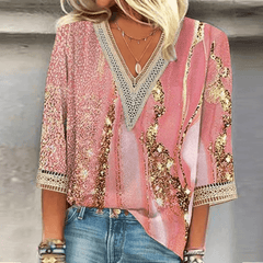 Sandra - Elegante Leichte Seidenbluse Damen in Rosa