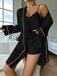 Sandra | Seiden pyjama Set in Schwarz