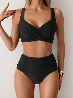Nicoletta | Bandeau-Bikini mit Crinkle-Stoff in Schwarz
