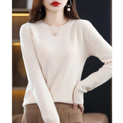 Stefani - Kaschmirpullover mit Rundhalsausschnitt in Beige