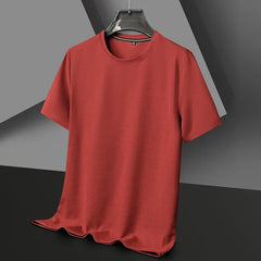 Herren Texturiert Kurzarm T-Shirt | Rundhals in Rot