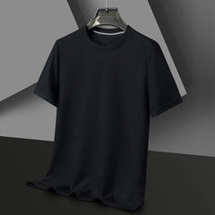 Herren Texturiert Kurzarm T-Shirt | Rundhals in Schwarz