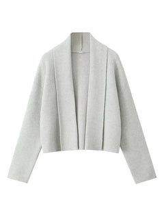 Fayette - Strickjacke mit Schalkragen - Herbst-Outerwear in Hellgrau