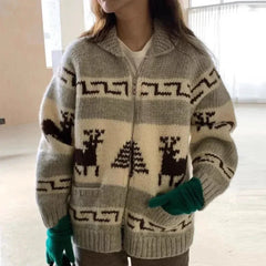 Blanche - Strick-Weihnachtsjacke - Oversized Fit in Grau