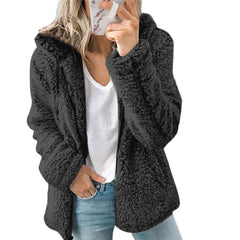 Damen Lässiges Kapuze Jacke | Warme in Schwarz