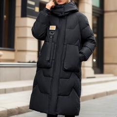 Majken - Lange Pufferjacke - Winterparka in Schwarz