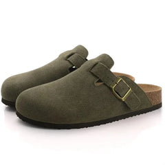 Zella - Unisex-Sandalen aus Leder im Boston-Stil in Grün Braun