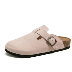 Zella - Unisex-Sandalen aus Leder im Boston-Stil in Rosa-Braun