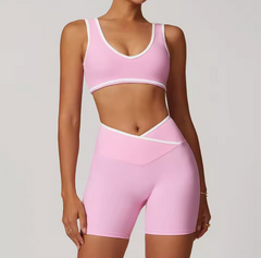Damen 2-teiliges Yoga- & Pilates-Set – Nahtloses Trainingsoutfit mit Leggings & Oberteil in Rosa