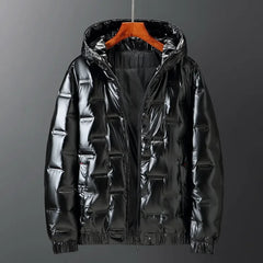 Herren Winter Daunen Jacke | mit Kapuze in Schwarz
