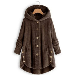 Stylische Fleece Jacke für Damen | Mit Kapuze in Braun