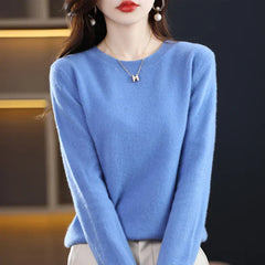 Stefani - Kaschmirpullover mit Rundhalsausschnitt in Blau