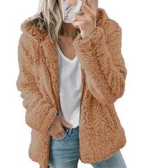 Damen Lässiges Kapuze Jacke | Warme in Braun