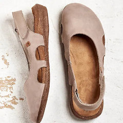 Ravena – Flache Ledersandalen mit Rückenrieme in Rosa