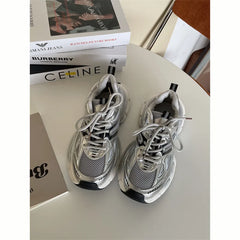 Alora - Lässige Mesh-Schuhe - Klobige Sohle in Silber